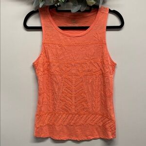 NWOT Bob Timberlake Coral Sleeveless Embroidered Cotton Tank Top S